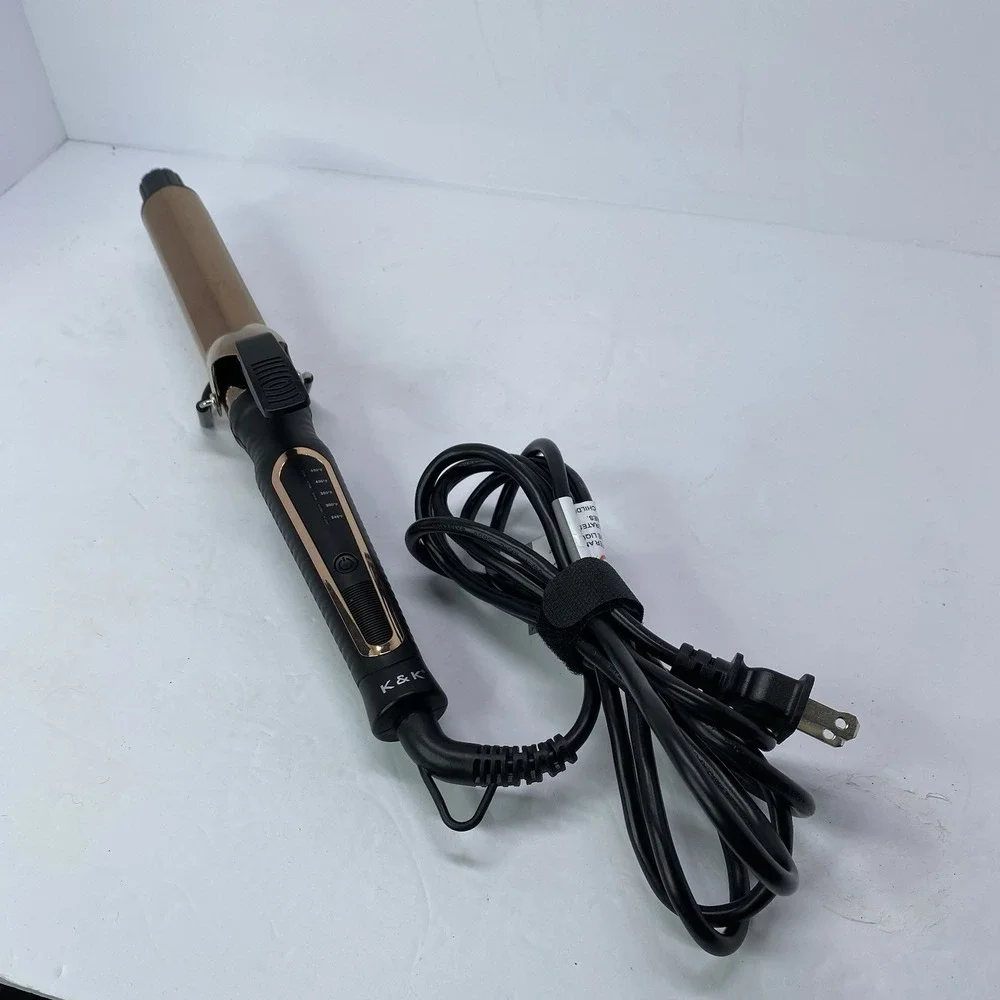 K&K Curling Iron 1.25 inch with clamp Hair Curler with Ceramic Coating Barrel